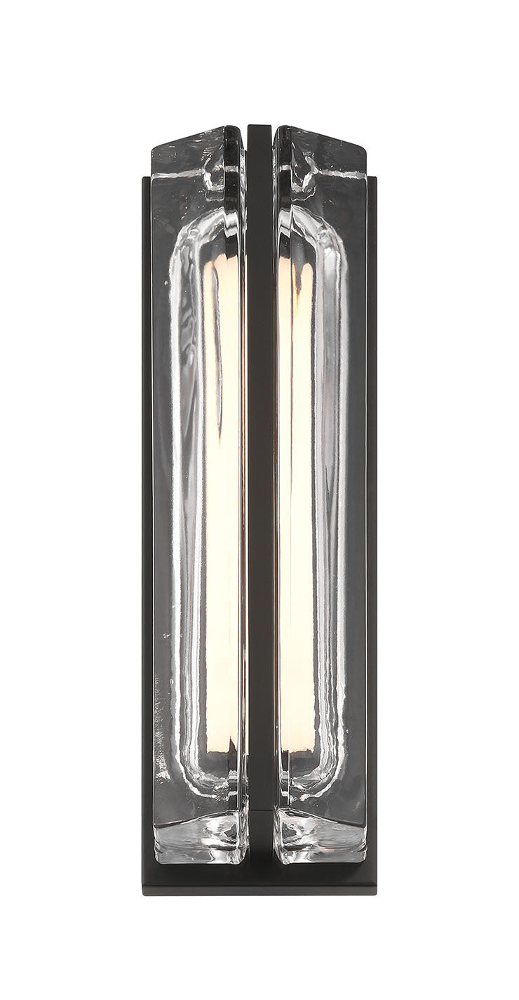 Eurofase Langferd 16" LED Outdoor Wall Light, Matte Black with Clear Glass, front view