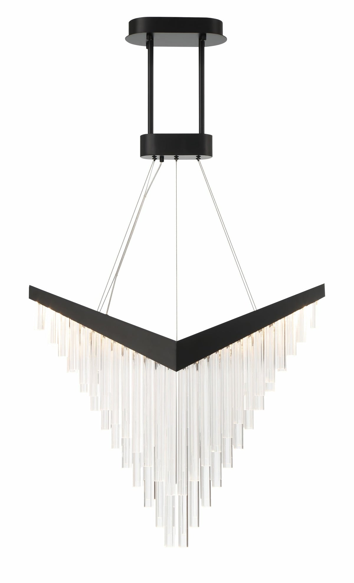 Eurofase Vivien 32" LED Chandelier, Matte Black with Crystalline Acrylic, front view