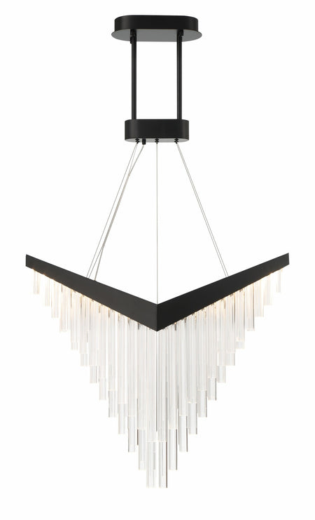 Eurofase Vivien 32" LED Chandelier, Matte Black with Crystalline Acrylic, front view
