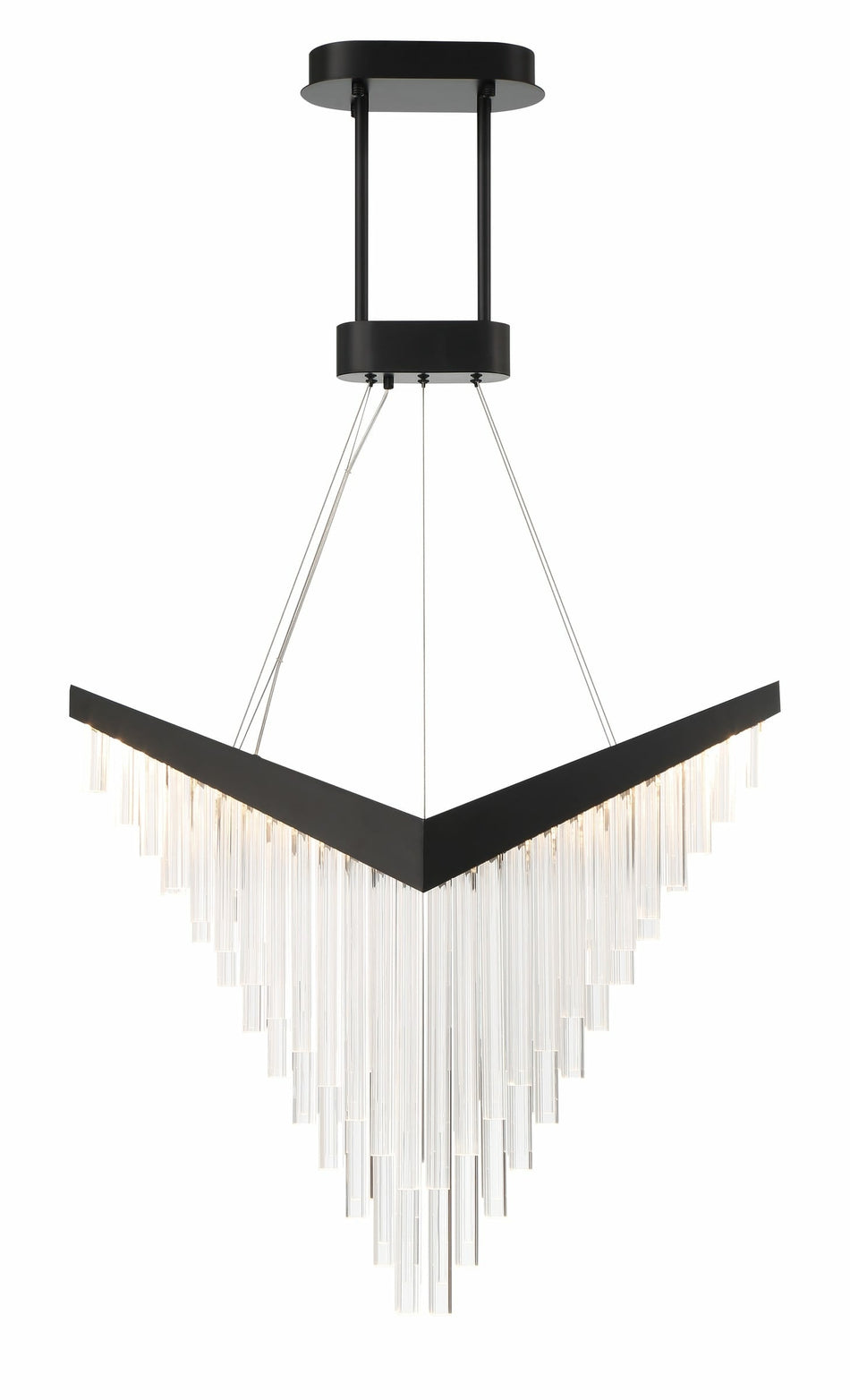 Eurofase Vivien 32" LED Chandelier, Matte Black with Crystalline Acrylic, front view