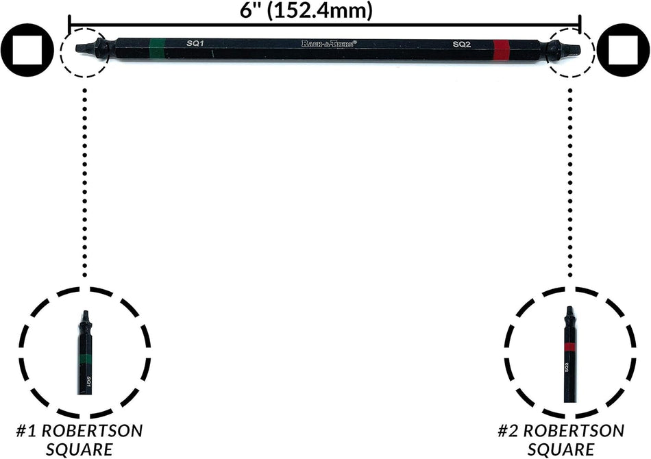 Impact Bit-Double Ended-Robertson #2 & #1-6" -Red/Green