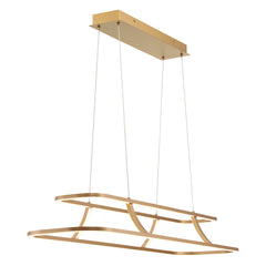 Eurofase Cadoux 44" 2-Light LED Chandelier, Matte Gold with Clear Glass, front view