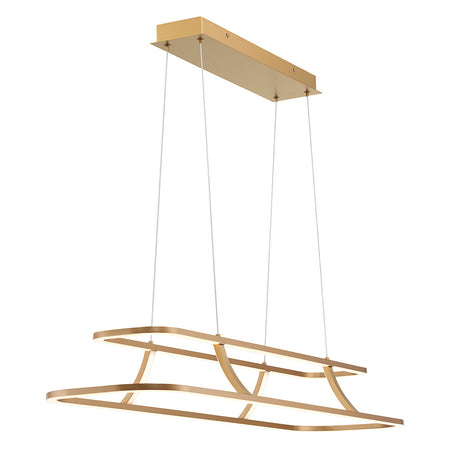 Eurofase Cadoux 44" 2-Light LED Chandelier, Matte Gold with Clear Glass, front view