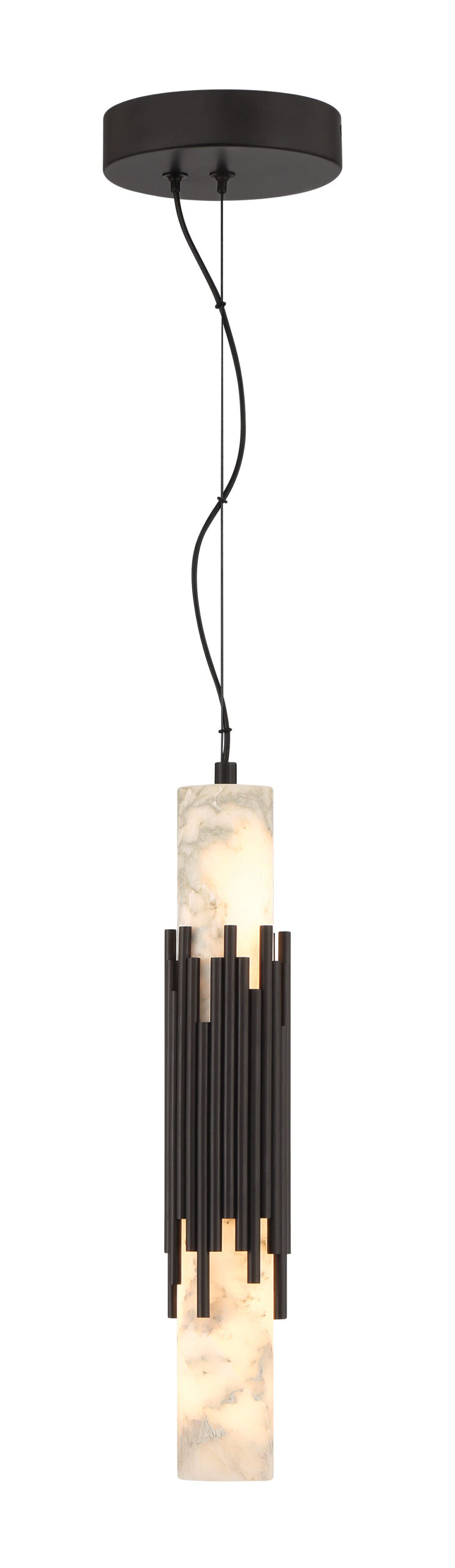 Eurofase Venna 17" Pendant, Urban Bronze with Alabaster, front view