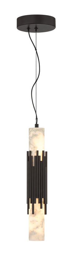 Eurofase Venna 17" Pendant, Urban Bronze with Alabaster, front view