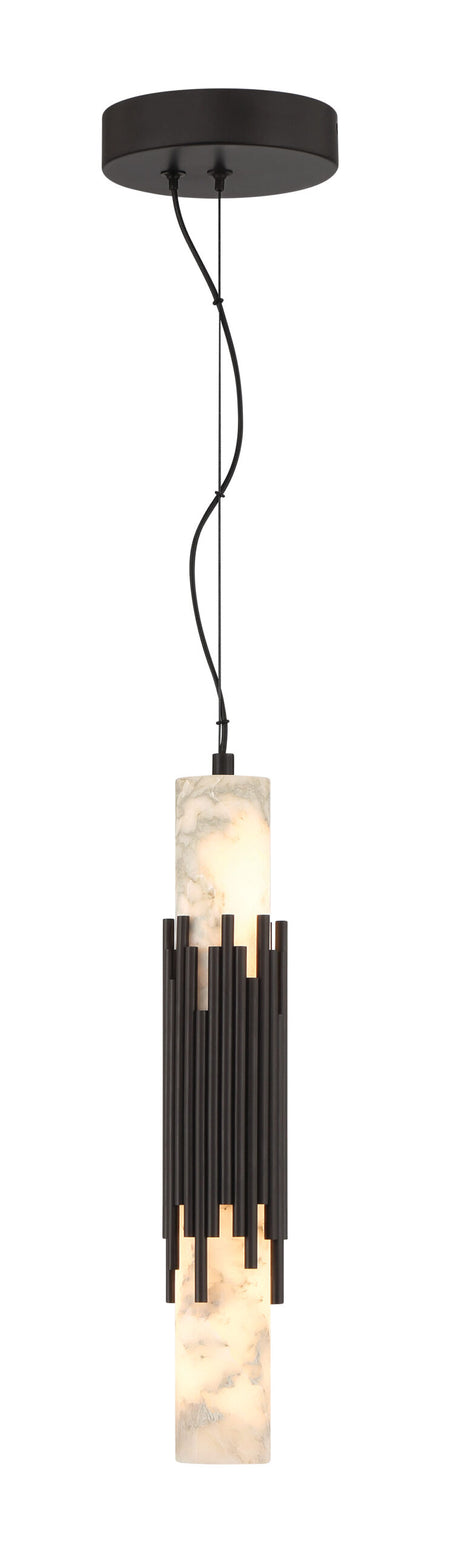 Eurofase Venna 17" Pendant, Urban Bronze with Alabaster, front view