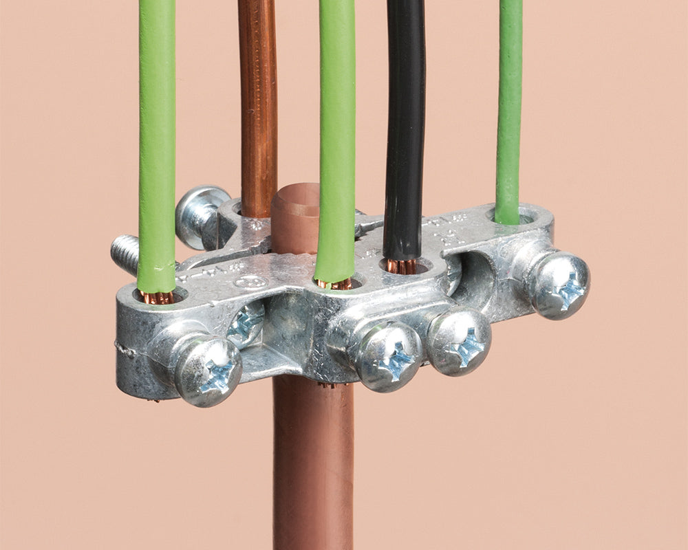 A photo of a , by Zinc Grounding Bracket - Arlington, Solid Pipe Clamp, Indoor/Outdoor - ARLINGTON eCommerce - Maple Electric Supply in Canada