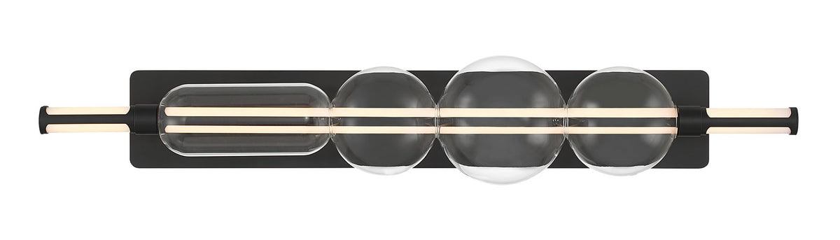 Eurofase Lucent 40" LED Vanity, Matte Black with Clear Glass, front view