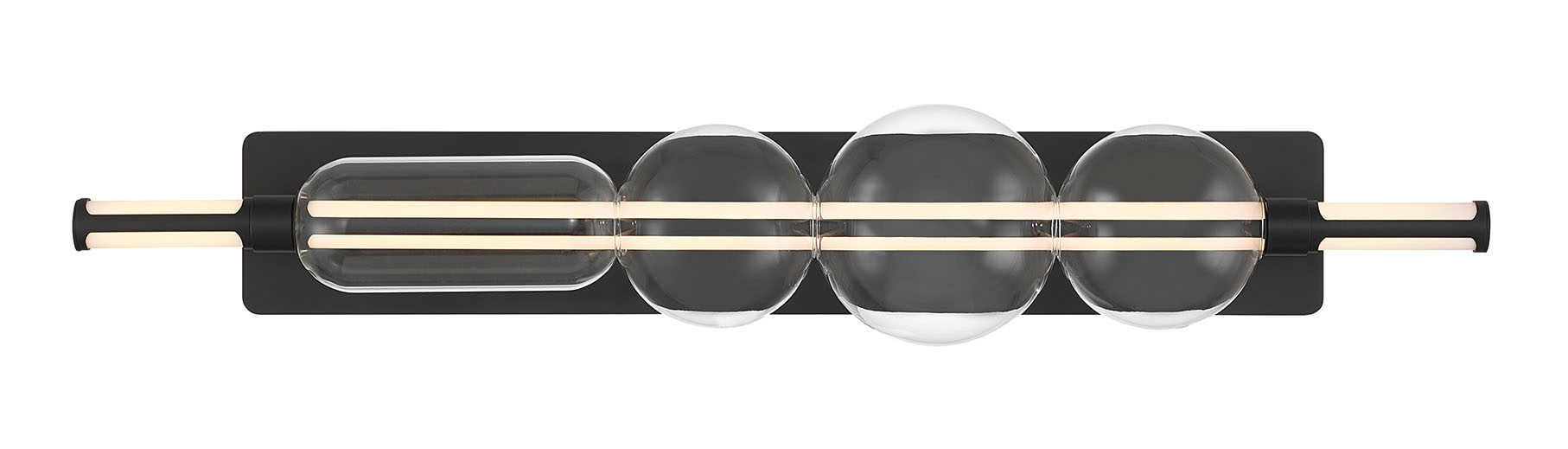 Eurofase Lucent 40" LED Vanity, Matte Black with Clear Glass, front view