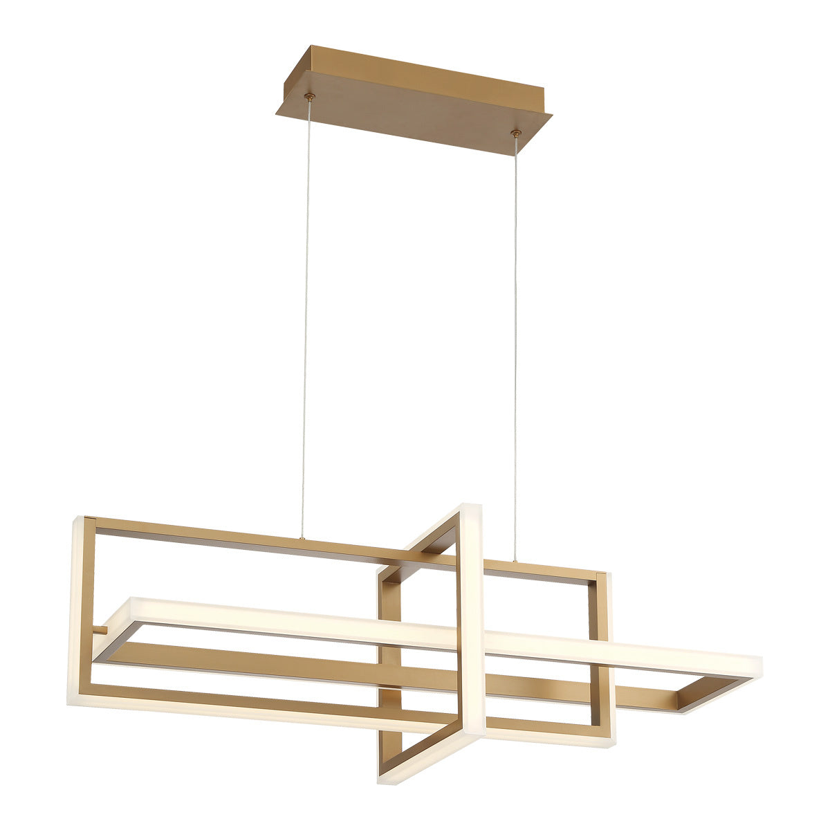 Eurofase Bordo 38" 3-Light LED Chandelier, Satin Gold Paint with White Acrylic, front view