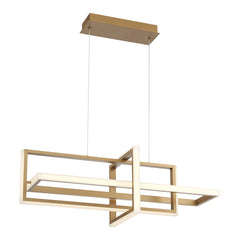 Eurofase Bordo 38" 3-Light LED Chandelier, Satin Gold Paint with White Acrylic, front view