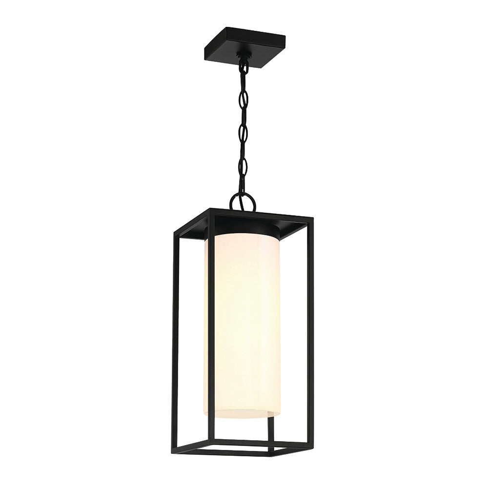 Eurofase Ren 19" Outdoor Wall Light, Powder Coat Black with White Glass, front view