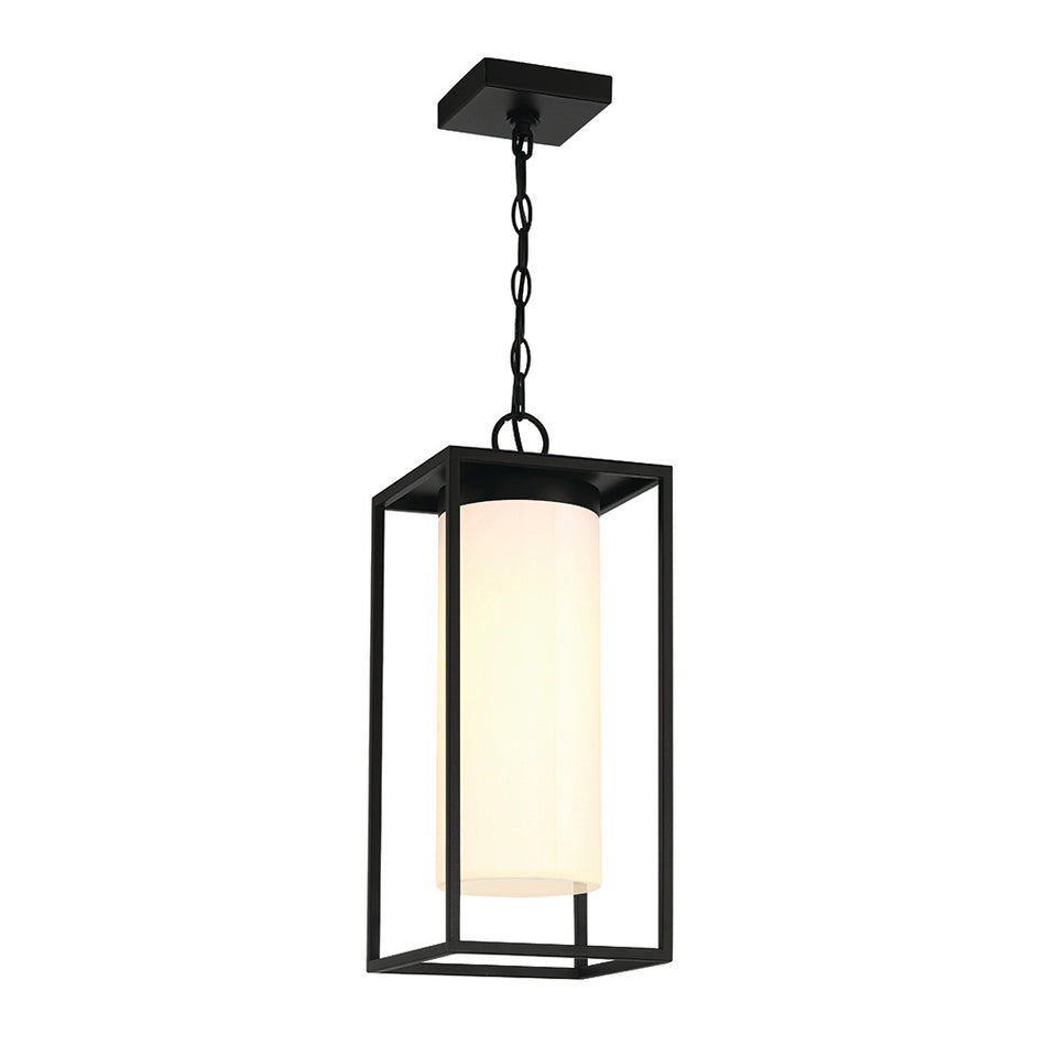 Eurofase Ren 19" Outdoor Wall Light, Powder Coat Black with White Glass, front view