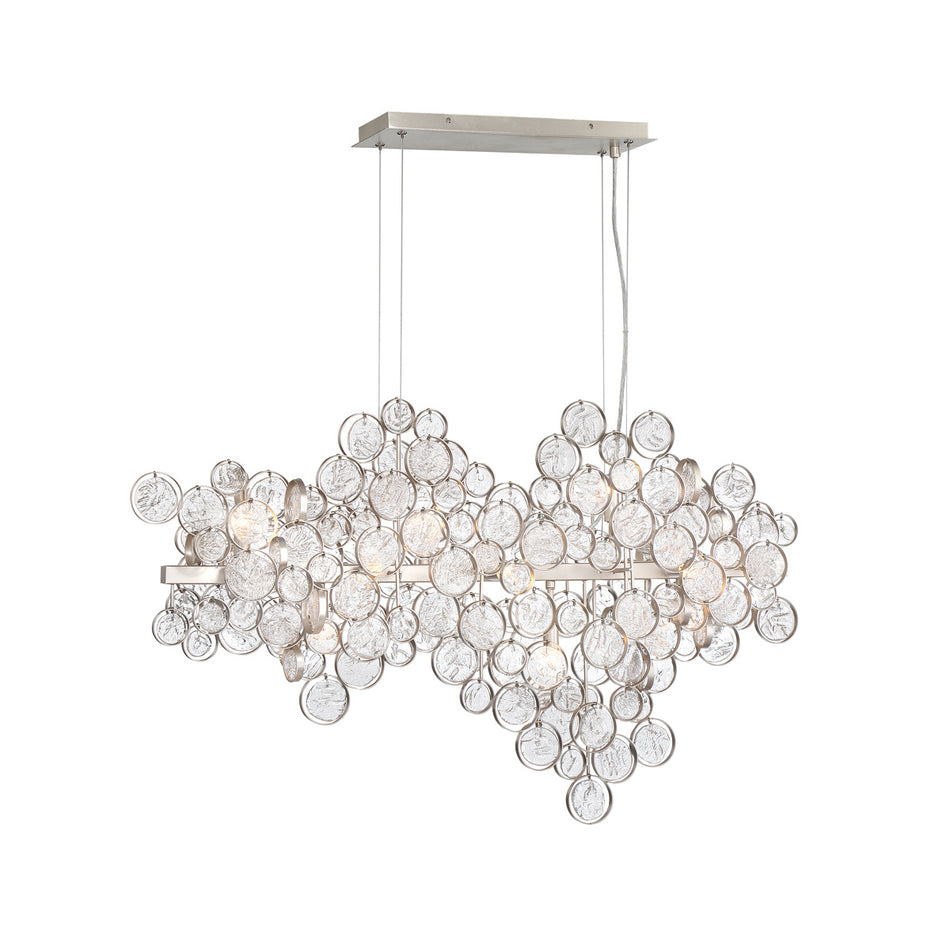 Eurofase Trento 40" 12-Light Chandelier, Chrome with Clear Glass, front view
