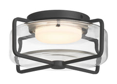 Eurofase Florin 10" LED Outdoor Wall Light, Sand Black with Clear Glass, front view