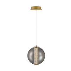 Eurofase Atomo 9" Pendant, Gold with Smoked Glass, front view