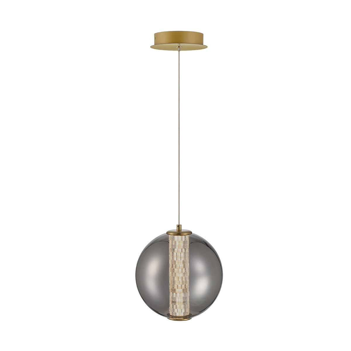 Eurofase Atomo 9" Pendant, Gold with Smoked Glass, front view