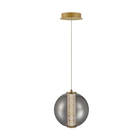 Eurofase Atomo 9" Pendant, Gold with Smoked Glass, front view