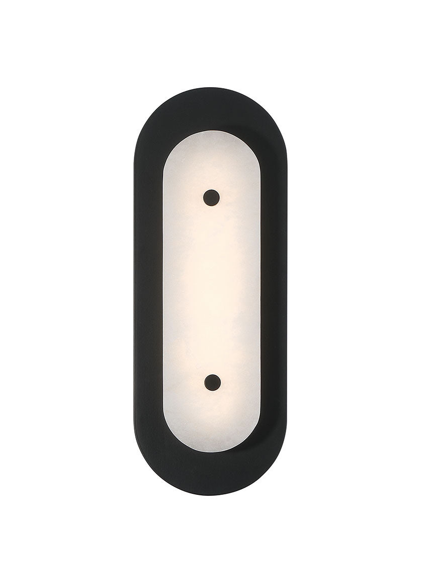Eurofase Tramore 16" LED Outdoor Wall Light, Powder Coat Black with Alabaster, front view