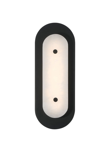 Eurofase Tramore 16" LED Outdoor Wall Light, Powder Coat Black with Alabaster, front view