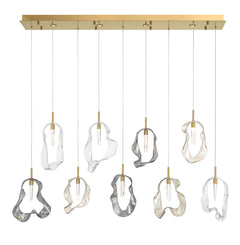 Eurofase Norah 51" 13-Light Chandelier, Gold with Mixed Glass, front view
