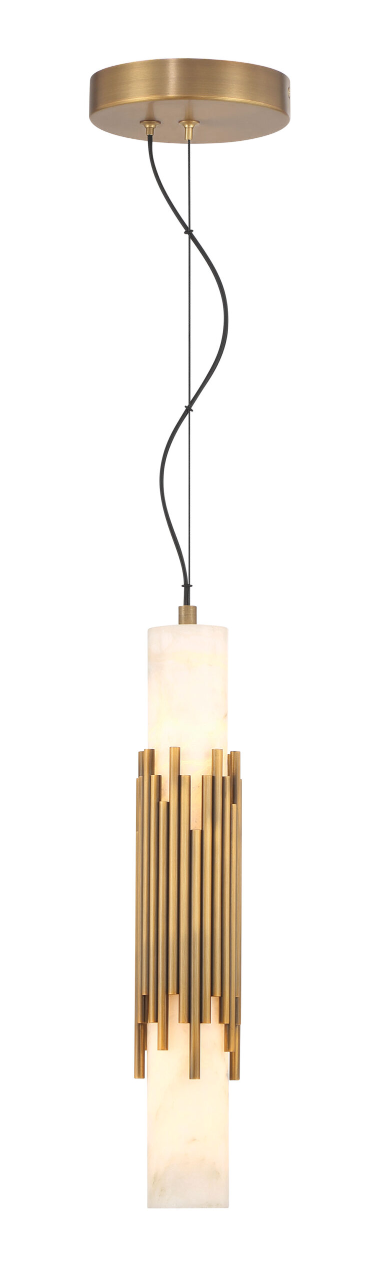 Eurofase Venna 17" Pendant, Antique Brass with Alabaster, front view