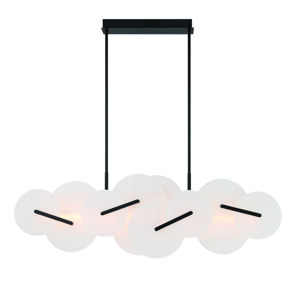 Eurofase Nuvola 56" LED Chandelier, Matte Black, front view