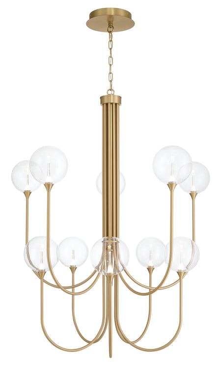 Eurofase Iissa 40" 10-Light LED Chandelier, Gold with Clear Glass, front view