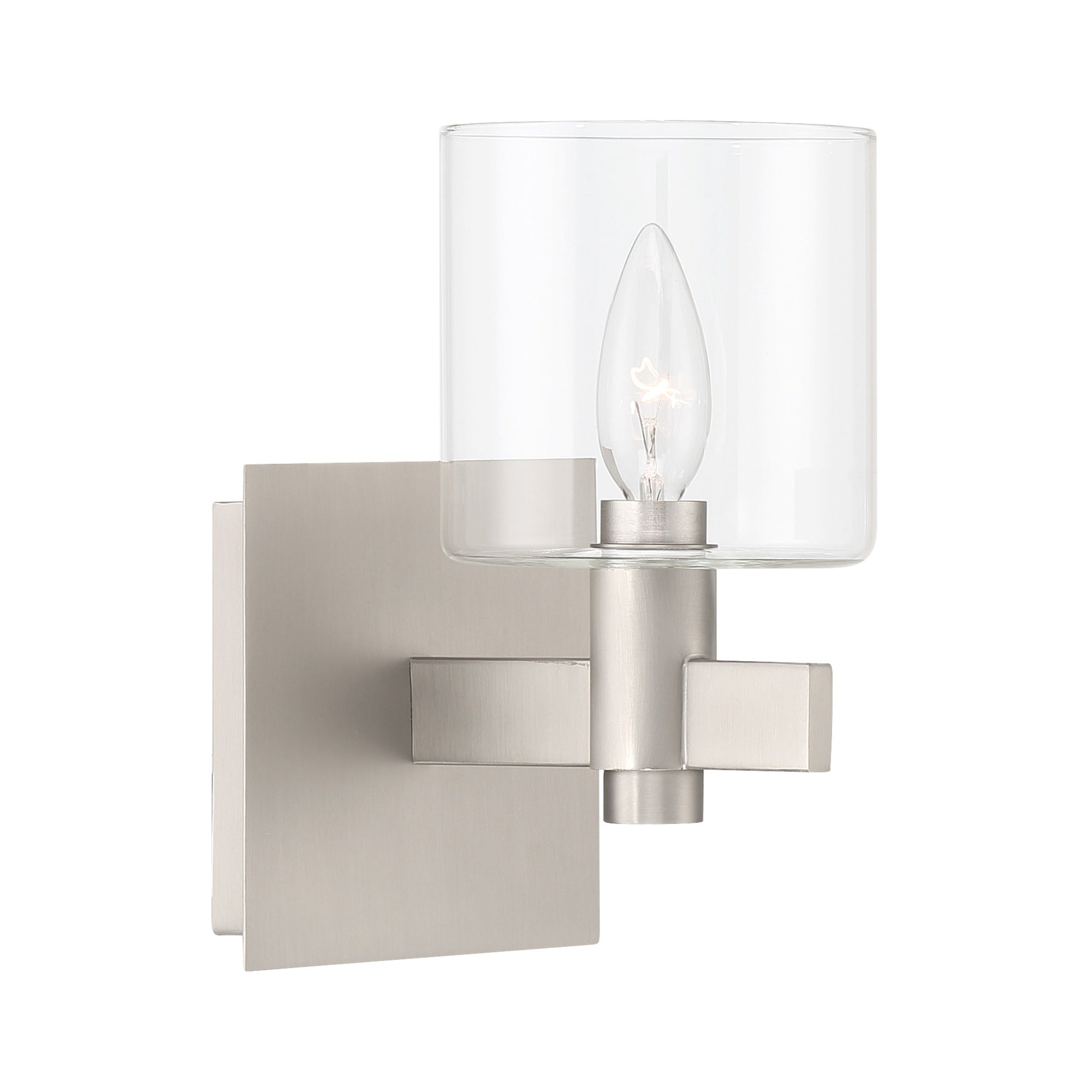 Eurofase Decato 9" Wall Sconce, Satin Nickel with Clear Glass, front view