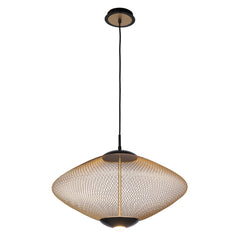 Eurofase Park 22" 2-Light LED Pendant, Matte Black with Gold Steel, front view