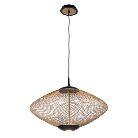 Eurofase Park 22" 2-Light LED Pendant, Matte Black with Gold Steel, front view