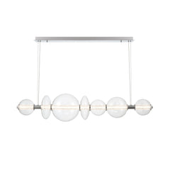 Eurofase Atomo 56" 7-Light Chandelier, Chrome with Clear Glass, front view