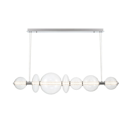 Eurofase Atomo 56" 7-Light Chandelier, Chrome with Clear Glass, front view