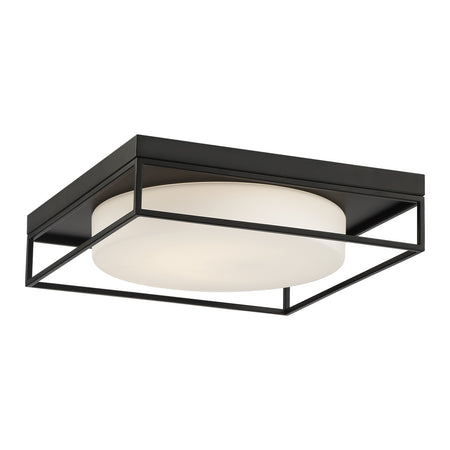 Eurofase Rover 15" LED Flush Mount, Matte Black with White Glass, front view