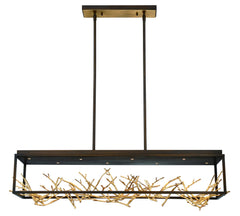 Eurofase Aerie 42" 8-Light LED Chandelier, Gold-Black Mix, front view