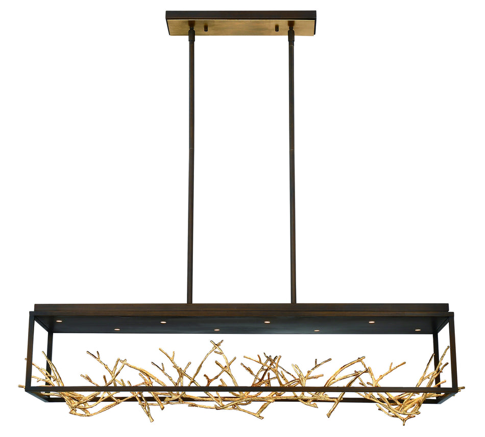 Eurofase Aerie 42" 8-Light LED Chandelier, Gold-Black Mix, front view