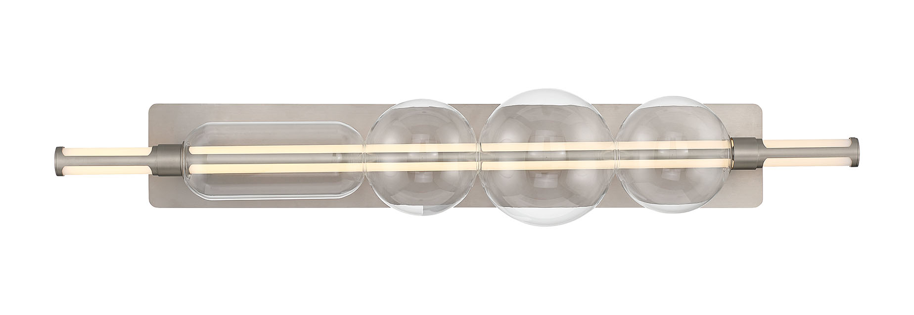 Eurofase Lucent 40" LED Vanity, Satin Nickel with Clear Glass, front view