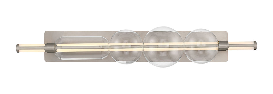 Eurofase Lucent 40" LED Vanity, Satin Nickel with Clear Glass, front view