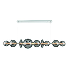 Eurofase Atomo 74" 9-Light Chandelier, Chrome with Smoked Glass, front view
