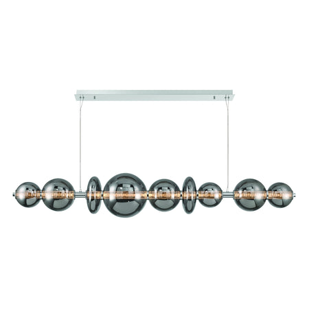 Eurofase Atomo 74" 9-Light Chandelier, Chrome with Smoked Glass, front view