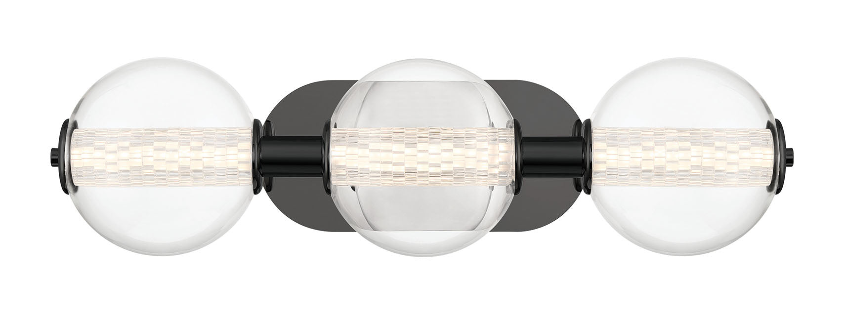 Eurofase Atomo 25" 3-Light Vanity, Matte Black with Clear Glass, front view