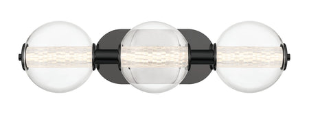 Eurofase Atomo 25" 3-Light Vanity, Matte Black with Clear Glass, front view