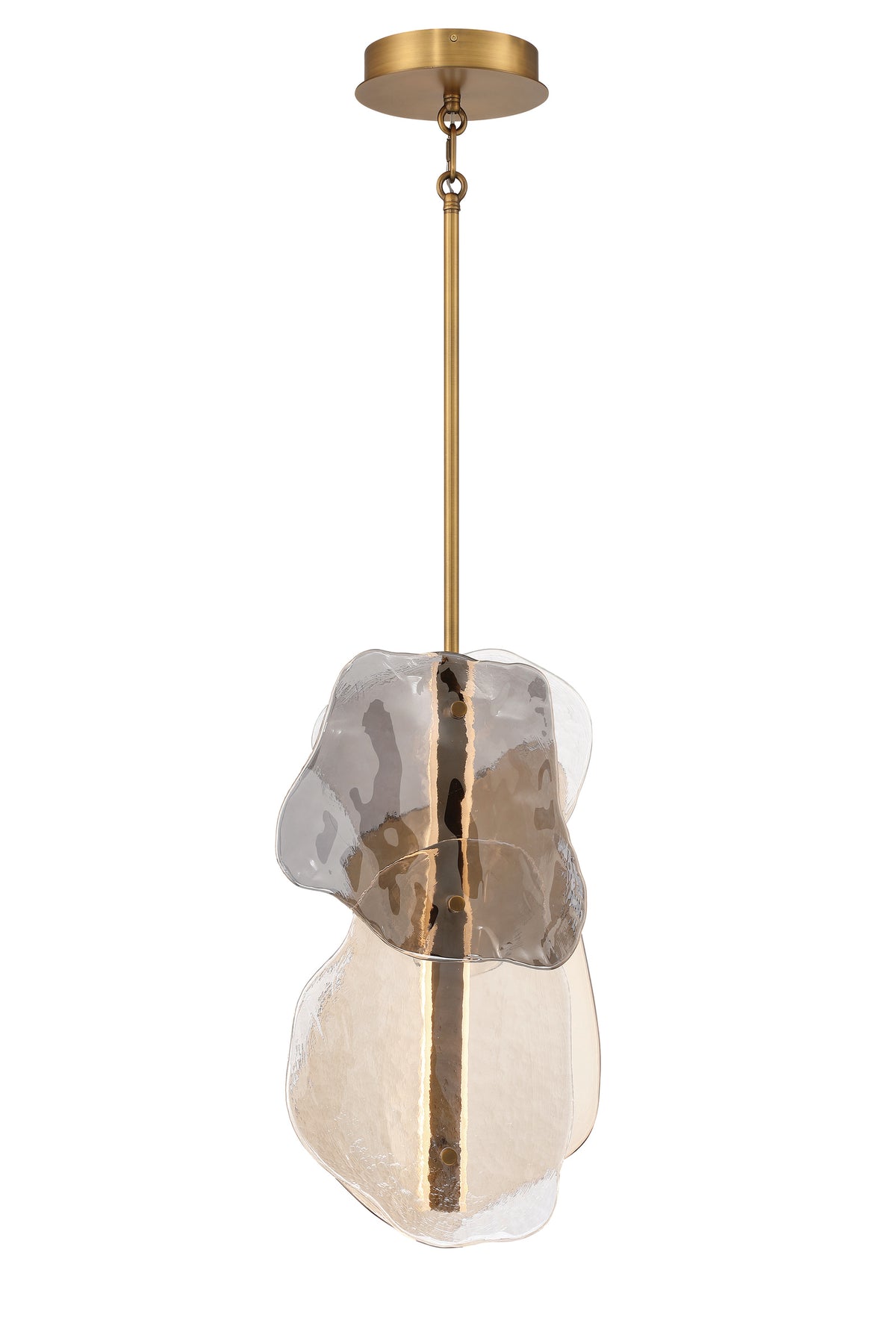 Eurofase Grotto 23" Pendant, Antique Brass with Mixed Glass, front view