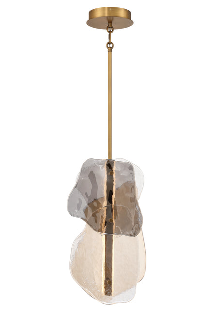Eurofase Grotto 23" Pendant, Antique Brass with Mixed Glass, front view
