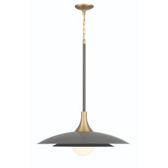Eurofase Welsh 30" LED Pendant, Matte Grey with White Glass, front view