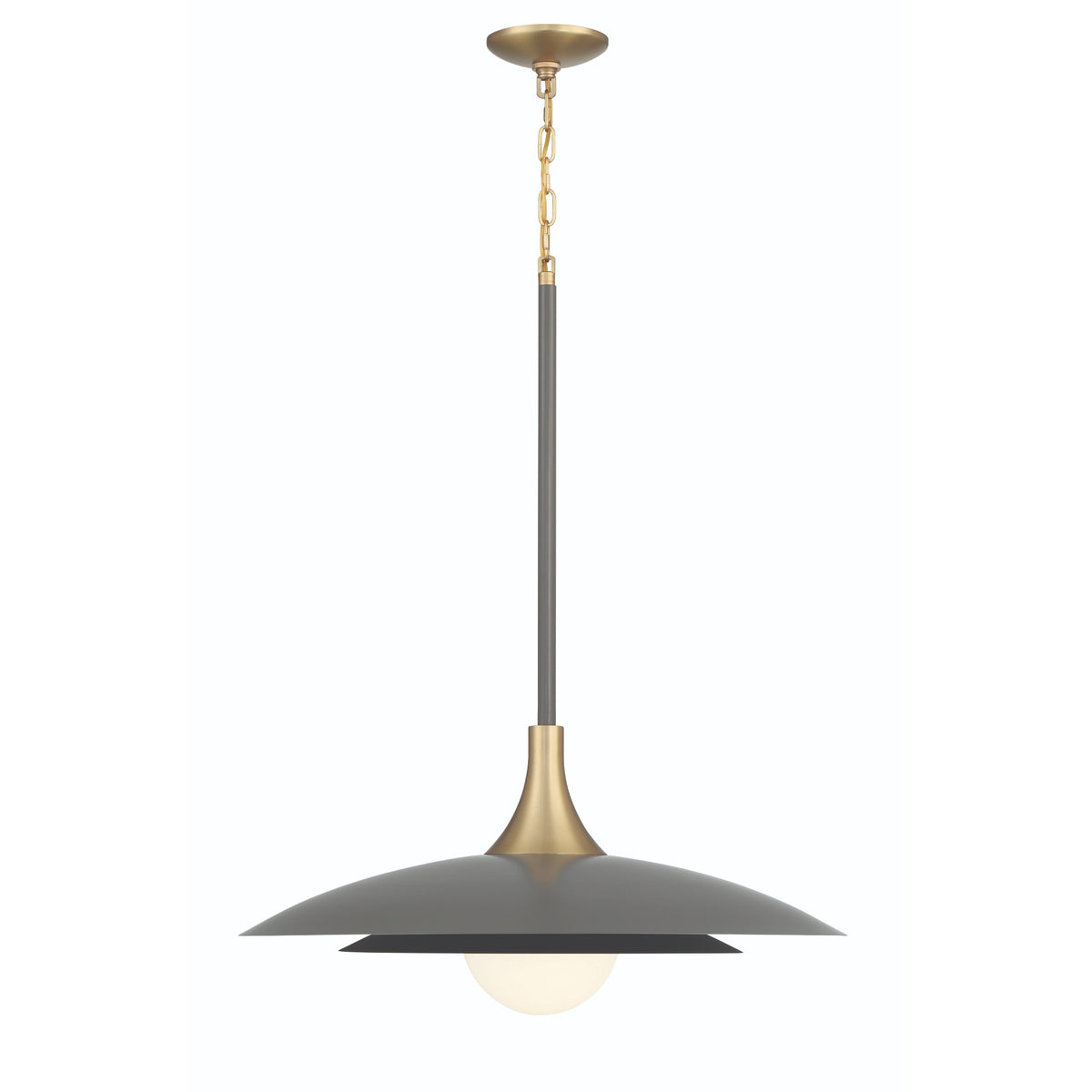 Eurofase Welsh 30" LED Pendant, Matte Grey with White Glass, front view