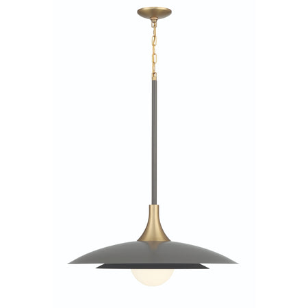 Eurofase Welsh 30" LED Pendant, Matte Grey with White Glass, front view