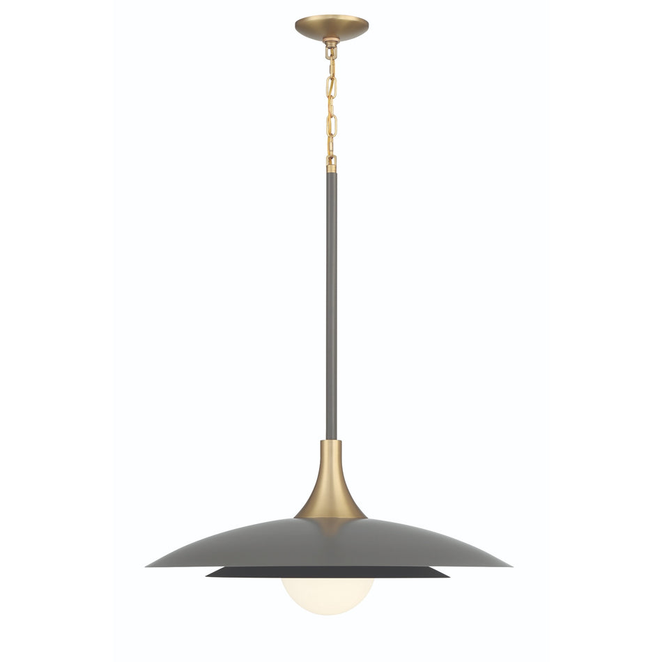 Eurofase Welsh 30" LED Pendant, Matte Grey with White Glass, front view