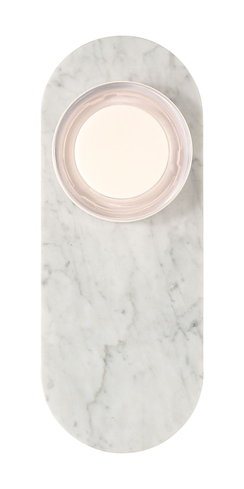 Eurofase Sternn 15" LED Outdoor Wall Light, Marble White with Clear Smooth Glass, front view