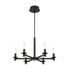 Eurofase Torna 28" 6-Light LED Chandelier, Matte Black with White Acrylic, front view